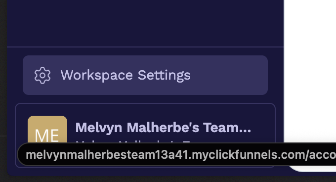ClickFunnels workspace settings