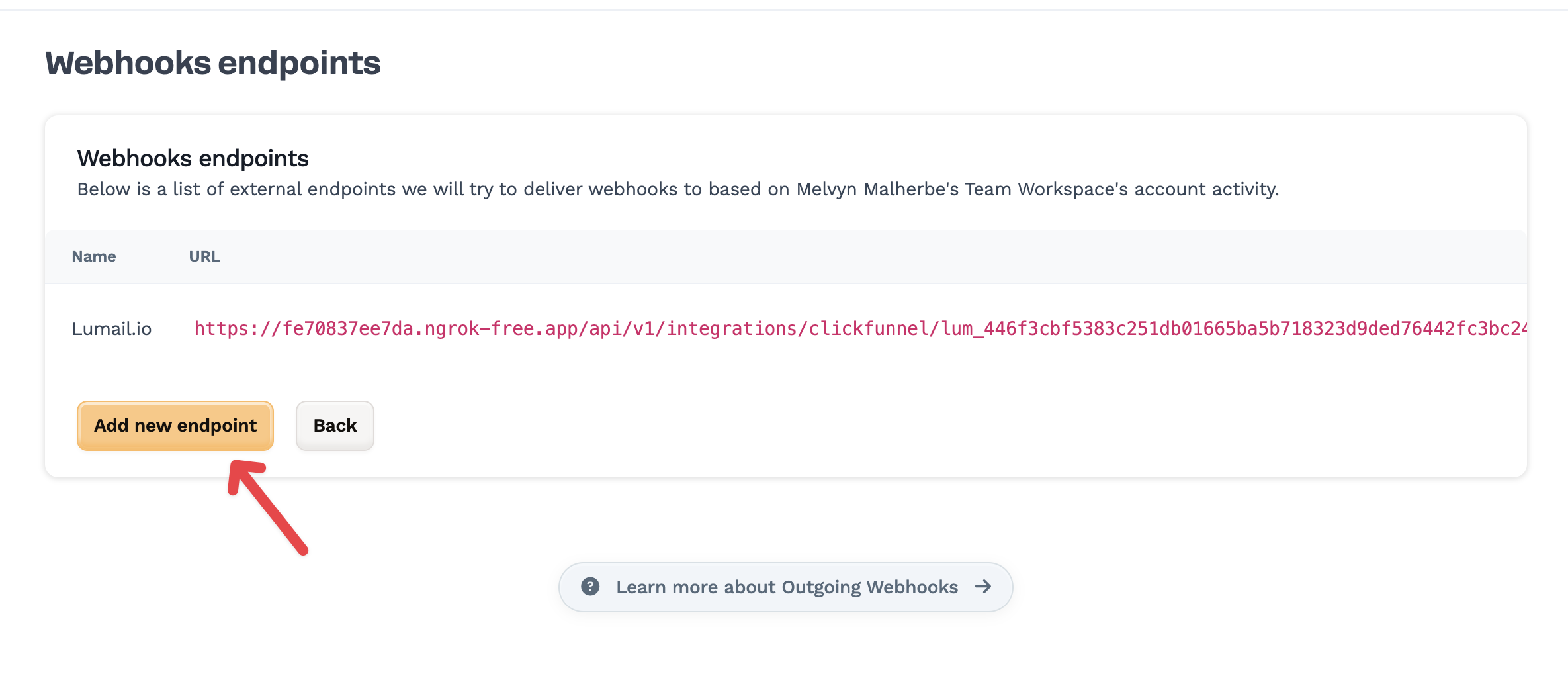 ClickFunnels add webhook